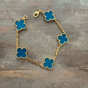Blue and Gold Clover Charm Bracelet